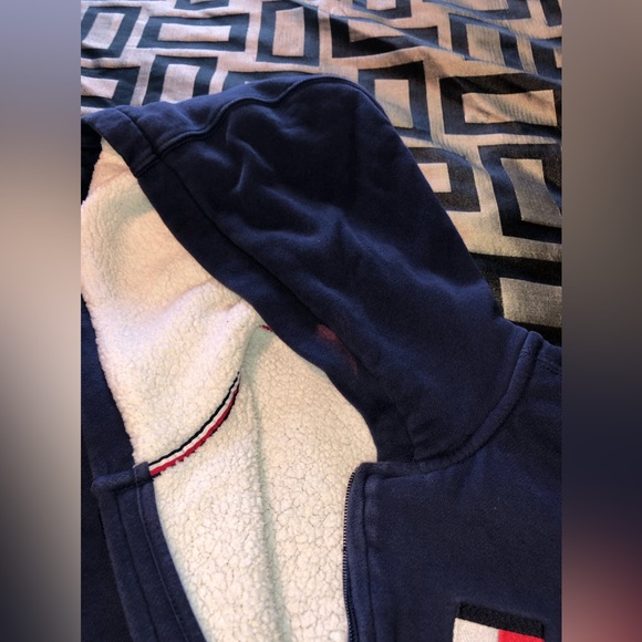 Blue Tommy Hilfiger Zip Up Hoodie with Fleece - Picture 6 of 7